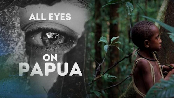 "All Eyes on Papua" . . . a campaign against Indonesian exploitation of Papuan rainforests