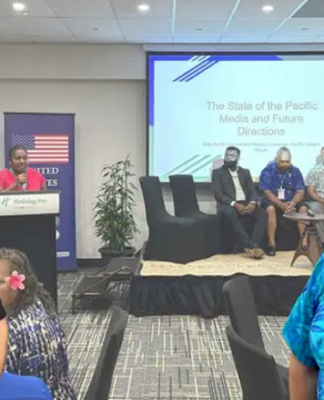 Asia Pacific Media Network's Dr David Robie and RNZ Pacific's Moera Tuilaepa-Taylor