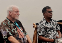 Asia Pacific Report editor Dr David Robie (left) with Fiji Deputy Prime Minister Professor Biman Prasad