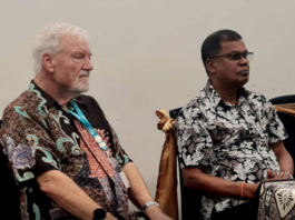 Asia Pacific Report editor Dr David Robie (left) with Fiji Deputy Prime Minister Professor Biman Prasad