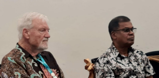 Asia Pacific Report editor Dr David Robie (left) with Fiji Deputy Prime Minister Professor Biman Prasad