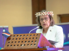 Marshall Islands President Dr Hilda Heine during her keynote speech