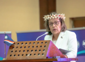 Marshall Islands President Dr Hilda Heine during her keynote speech