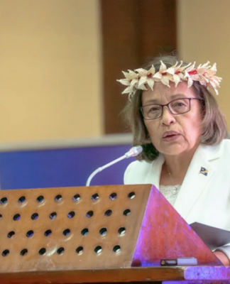 Marshall Islands President Dr Hilda Heine during her keynote speech