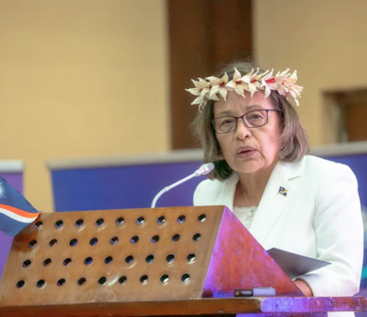 Marshall Islands President Dr Hilda Heine during her keynote speech