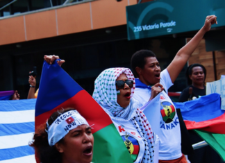 The "pre-Bastille Day" march in the Fijian capital of Suva