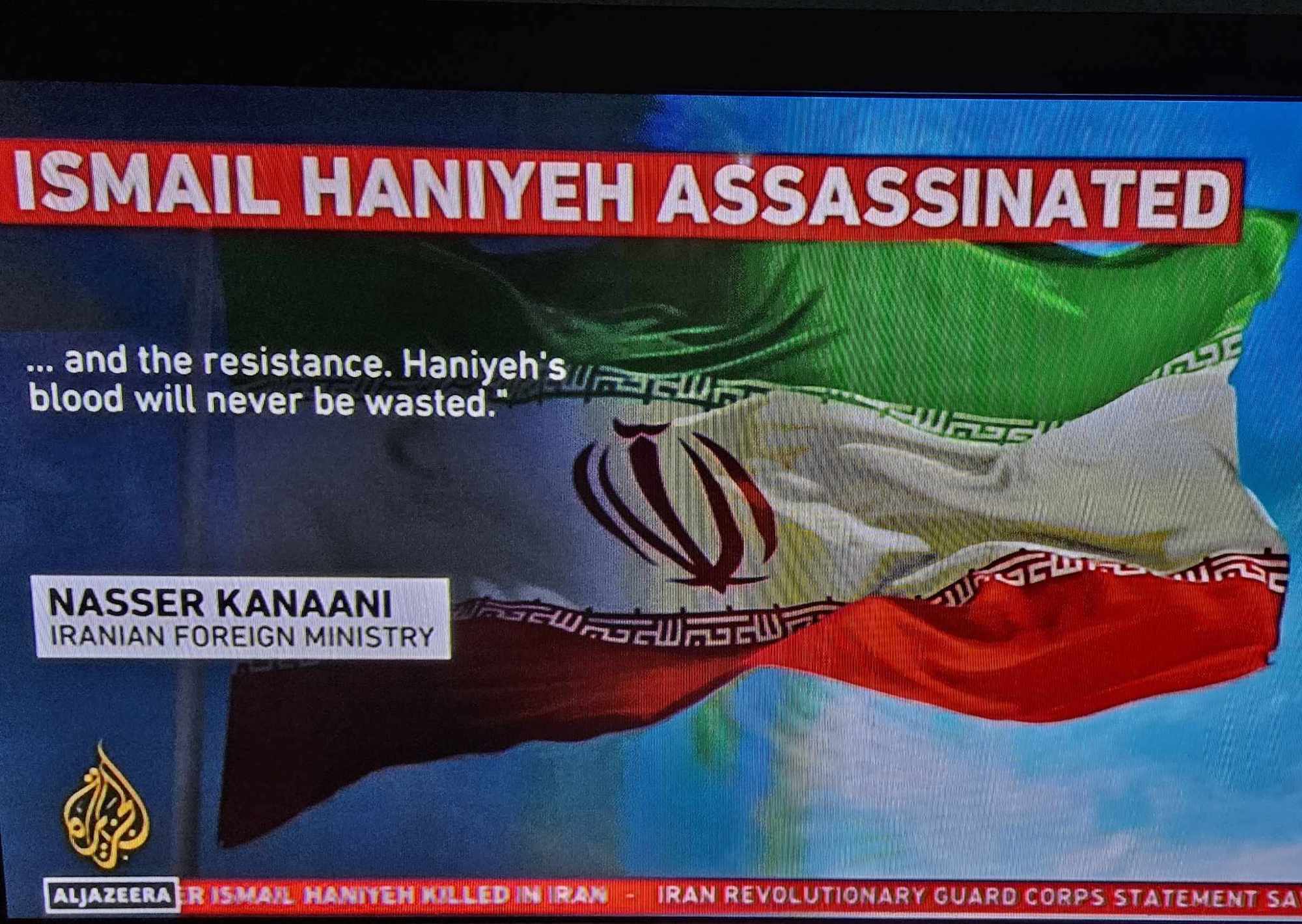 A warning from Iran over the assassination of Hamas politIcal leader Ismael Haniyeh