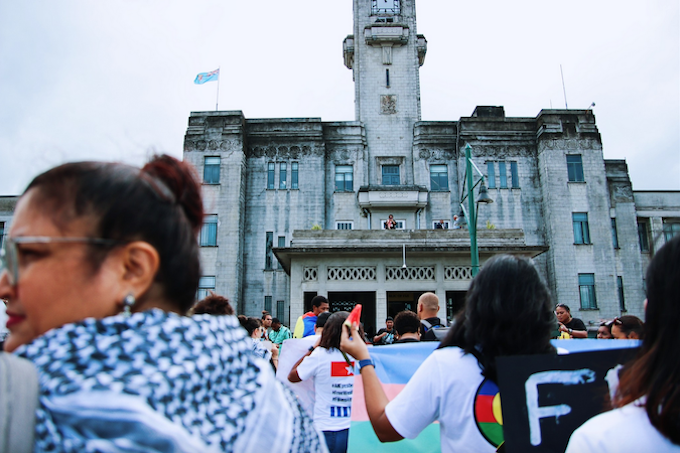 The "pre-Bastille Day" march in Suva in solidarity