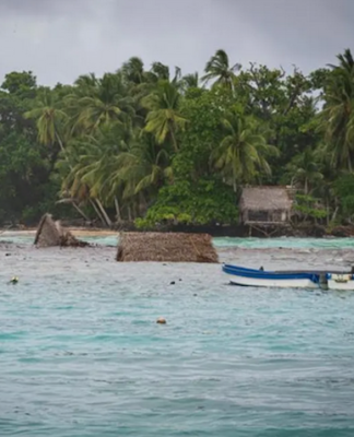 Housing structures on FSM's remote atoll Kapingamarangi