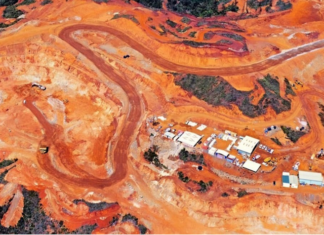 An aerial view of New Caledonia's Koniambo (KNS) mine site