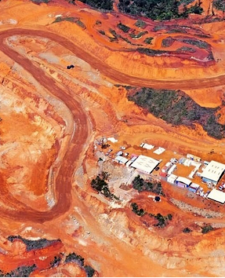 An aerial view of New Caledonia's Koniambo (KNS) mine site