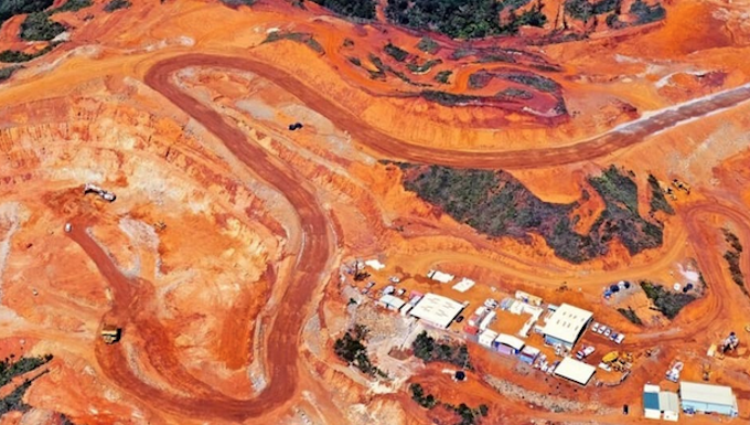 An aerial view of New Caledonia's Koniambo (KNS) mine site