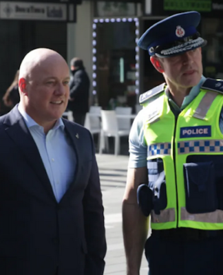 Prime Minister Christopher Luxon and Police Commissioner Andrew Coster