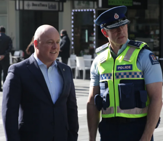 Prime Minister Christopher Luxon and Police Commissioner Andrew Coster