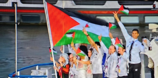 The Palestinian Olympic team made its entry into the Paris Games