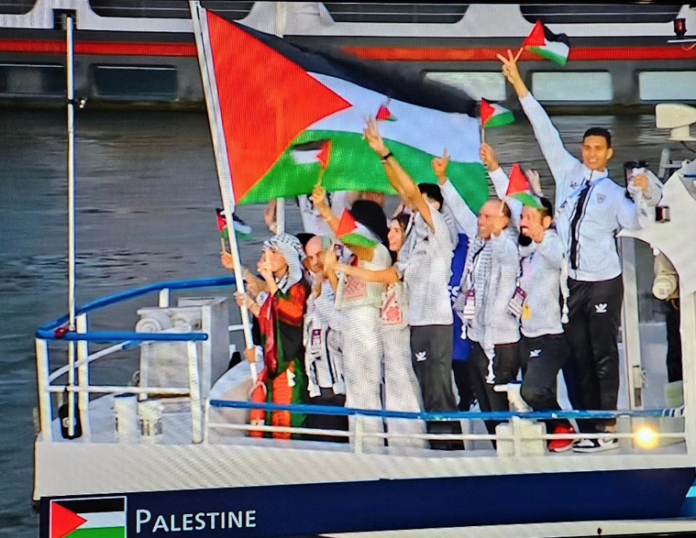 The Palestinian Olympic team made its entry into the Paris Games