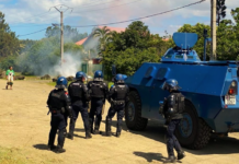 French security forces operating in the New Caledonian village of Saint Louis