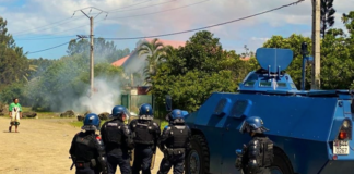 French security forces operating in the New Caledonian village of Saint Louis