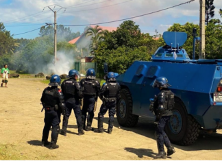 French security forces operating in the New Caledonian village of Saint Louis