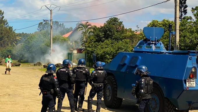 French security forces operating in the New Caledonian village of Saint Louis