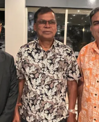 Waves of Change co-authors Associate Professor Shailendra Singh (from left), Fiji Deputy Prime Minister Professor Biman Prasad and Dr Amit Sarwal