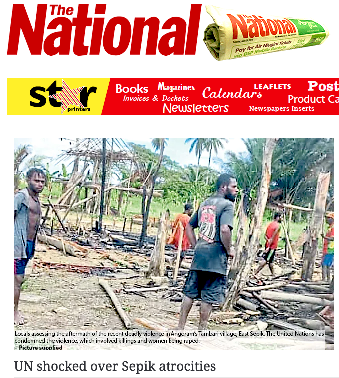 A front page report in PNG's The Nationa