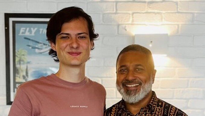 Surviving harassment in journalism – how Felix Chaudhary kept on top QUT student journalist Maxim Bock with Fiji TV's director of news, current affairs and sports Felix Chaudhary (right)