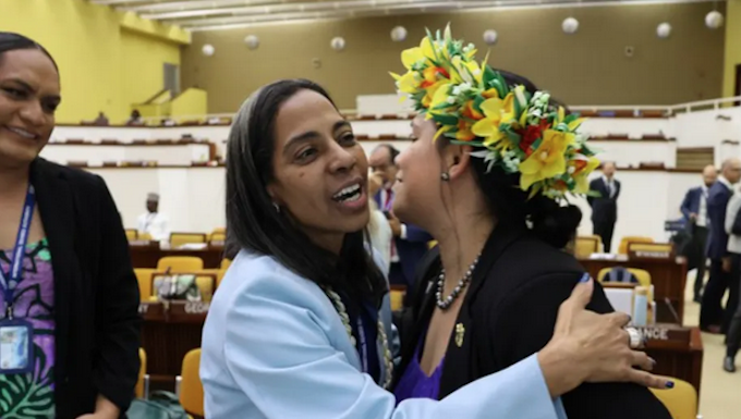 New head of UN deep-sea mining regulator vows to restore neutrality International Seabed Authority secretary-general-elect Leticia Carvalho (left) of Brazil is congratulated
