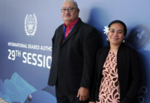 Tuvalu delegates Monise Laafai and Demi Afasene