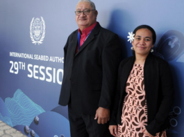 Tuvalu delegates Monise Laafai and Demi Afasene