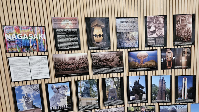 A display of Nagasaki photographs past and present