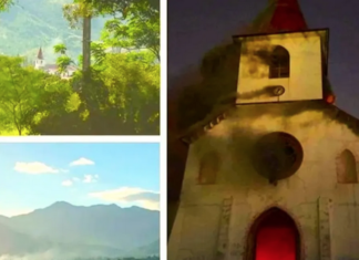 A collage of the many fires on New Caledonia’s Catholic missions