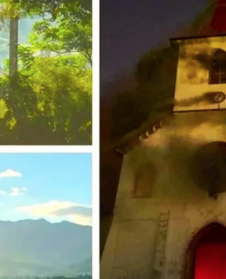 A collage of the many fires on New Caledonia’s Catholic missions