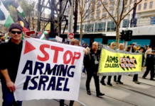 Part of the pro-Palestine march in Naarm/Melbourne last Sunday