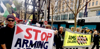 Part of the pro-Palestine march in Naarm/Melbourne last Sunday