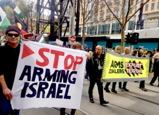 Part of the pro-Palestine march in Naarm/Melbourne last Sunday