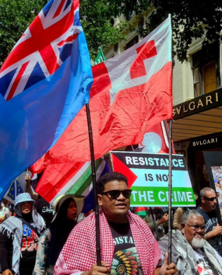 Seven Pacific no votes in ‘historic’ UN General Assembly demand for swift end to Israeli occupation Pacific flags -- Fiji and Tonga -- and protesters in support of Palestine at a rally in New Zealand's largest city Auckland