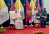 Pope Francis pictured with PNG Governor-General Sir Bob Dadae