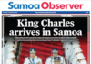 How the front page of today's Samoa Observer covered the arrival of King Charles