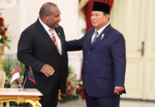 PNG Prime Minister James Marape with newly inaugurated Indonesian President Prabowo Subianto