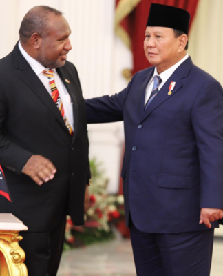 PNG Prime Minister James Marape with newly inaugurated Indonesian President Prabowo Subianto