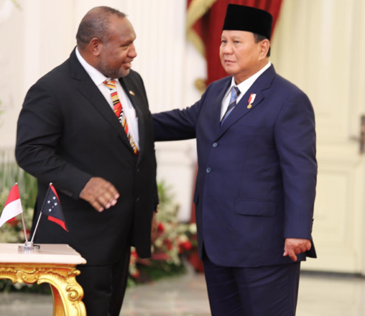 PNG Prime Minister James Marape with newly inaugurated Indonesian President Prabowo Subianto
