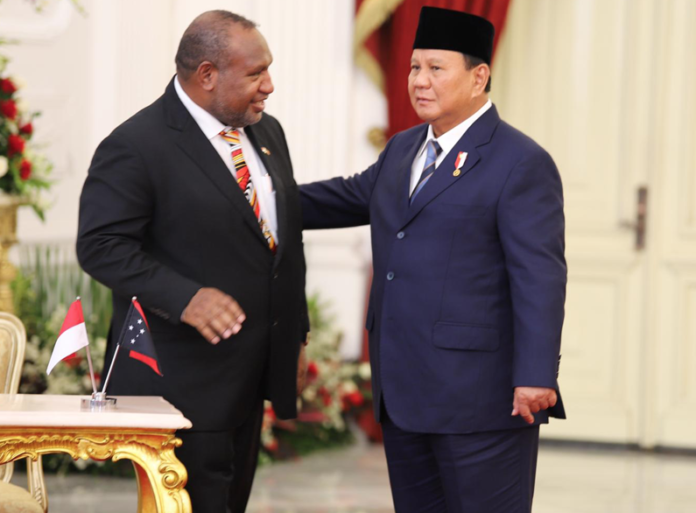 PNG Prime Minister James Marape with newly inaugurated Indonesian President Prabowo Subianto