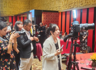 Journalists at Taipei's Grand Hotel reception celebrating seven years of the Asia Pacific regional office of RSF