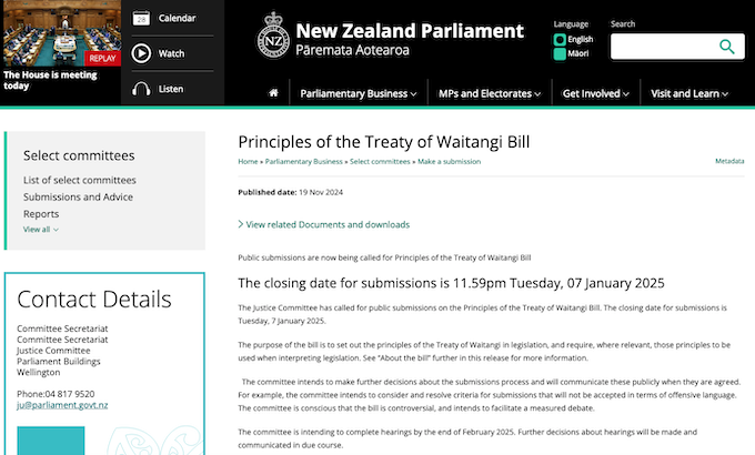 Treaty Principles Bill . . . submissions