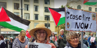 Palestine supporters in Aotearoa New Zealand protesting against the genocide and calling for an immediate ceasefire