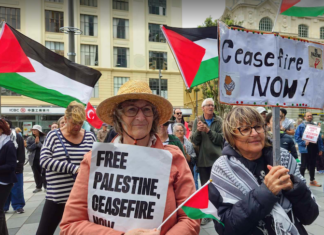 Palestine supporters in Aotearoa New Zealand protesting against the genocide and calling for an immediate ceasefire