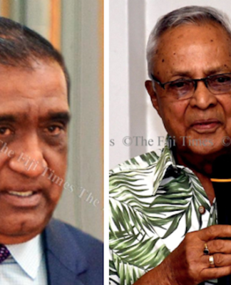 NFP president Parmod Chand (left) and Fiji Labour Party leader Mahendra Chaudhry