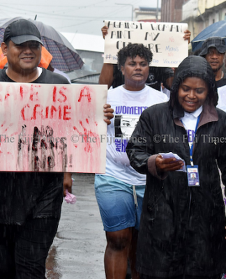 Representatives from civil society and non-government organisations braved the rain during the 16 Days of Activism Against Violence Against Women march in Labasa