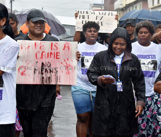 Representatives from civil society and non-government organisations braved the rain during the 16 Days of Activism Against Violence Against Women march in Labasa